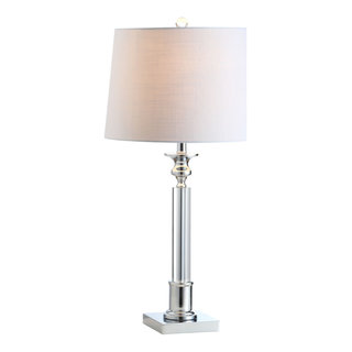 JONATHAN Y Madelyn Rechargeable Cordless 11.5-in Clear/Chrome LED Table Lamp  with Acrylic Shade in the Table Lamps department at