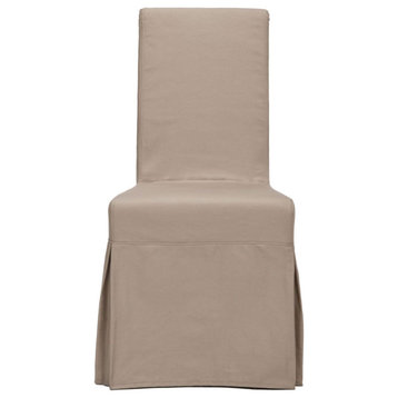 Rohyn 19''h Linen Slipcover Chair (set Of 2) Ecru/ Cherry Mahogany
