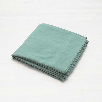 Spa Green Washed Bed Linen Flat Sheet, Twin