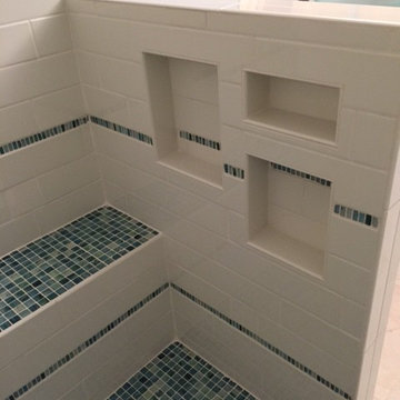 Blue and White Shower Details
