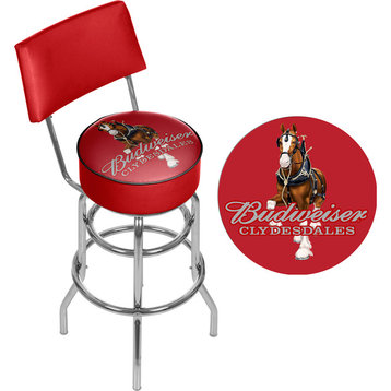 Bar Stool - Budweiser Clydesdale Red Stool with Foam Padded Seat and Back
