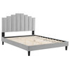 Elise Queen Performance Velvet Platform Bed MOD-6692-LGR