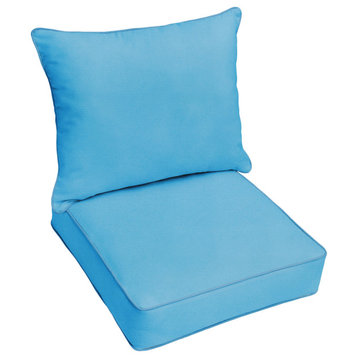 Sunbrella Canvas Capri Outdoor Deep Seating Pillow and Cushion Set, 23 in x 25