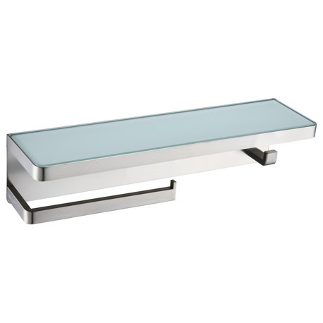 Bagno Bianca Glass Shelf, Towel Bar, Robe Hook, Brushed Nickel