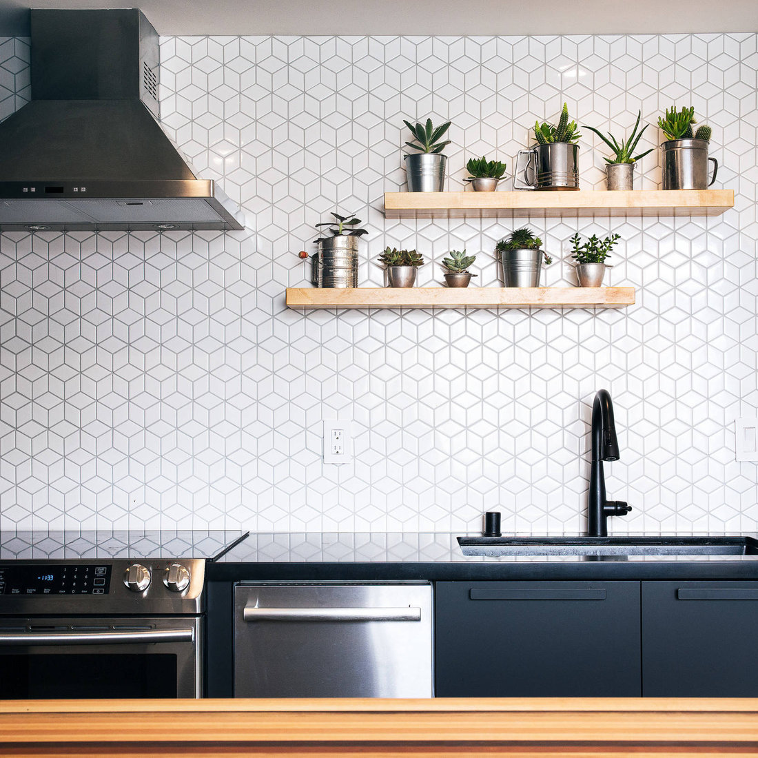 Kitchen Floating Shelves & Wet Bar