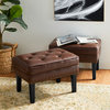 Set of 2 Leatherette Button-Tufted Accent Stool, Coffee