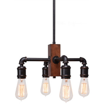 Portland 4-Light Chandelier with Amber Antique Bulbs
