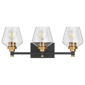 Modern 3-Light Dimmable Bathroom Vanity Light with Seeded Glass Shade