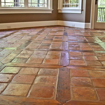 Antique Reclaimed French Terracotta Oak Floor Inlay