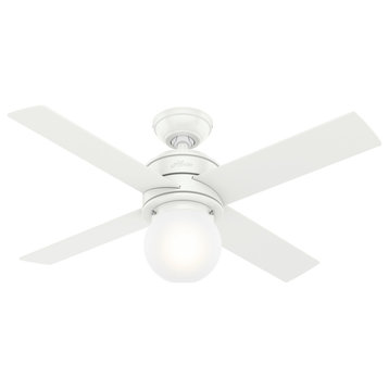 Hunter 44" Hepburn Matte White Ceiling Fan With Light Kit and Wall Control