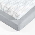 TRIANGLE HOME FASHIONS - Jungle Adventure Geo Micro Mink Fitted Crib Sheet Gray, Set of 2 28x52x9 - Decorate your nursery in a jungle animals theme with this 2-pack set of fitted crib sheets in super soft Crystal Plush Micro Mink. These crib sheets are Standard 100 by Oeko-Tex Certified so you can feel comfortable laying your baby down on them.2 Fitted Crib Sheets: Each 52"Hx28"W + 9" Drop
