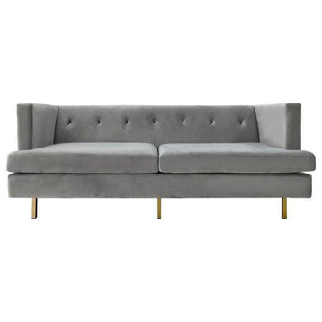 Rendon Velvet Sofa, Gray