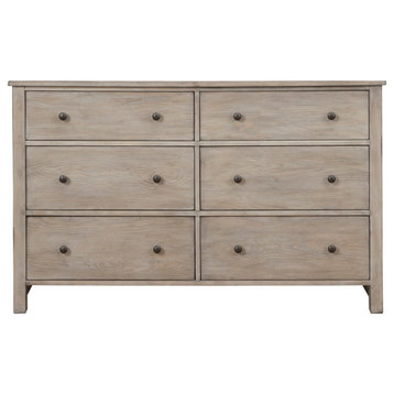 Origins by Alpine Classic Wood 6 Drawer Dresser in Natural Gray