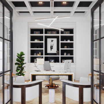 Modern Black and White Home Office