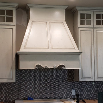 White Glazed with multi step blue finished island