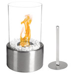 Northwest - Northwest Bio Ethanol Ventless Tabletop Cylinder Fireplace - Create warm ambience in your home or outdoor living spaces with the Bio Ethanol Portable Tabletop Ventless Cylinder Fireplace by Northwest. Fueled by smokeless, odorless, clean burning Bio Ethanol, this ventless real flame fireplace is an excellent decorative and functional piece for small gatherings, parties and ambience in any room of the house. The compact design makes it easy to move from place to place as needed, and its ideal for indoor or outdoor places. This fireplace produces up to 2,000 BTUs to warm a 250 sq. ft. room.  With a sleek modern design and a 360° view of the dancing flames behind clear tempered glass, this table top cylinder shaped fireplace is a stylish conversation piece!