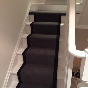 Grey Carpet With Black Borders as a Stair Carpet Runner