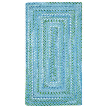 Waterway Concentric Braided Rectangle Rug, Blue, 8'x11'