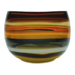 Caleb Siemon Mustard Banded Low Vase - Vases