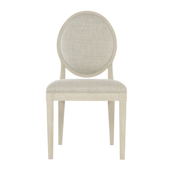 Bernhardt East Hampton Oval Back Side Chair, Cerused Linen