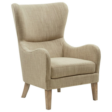 Madison Park Arianna Swoop Wing Chair, Taupe Multi