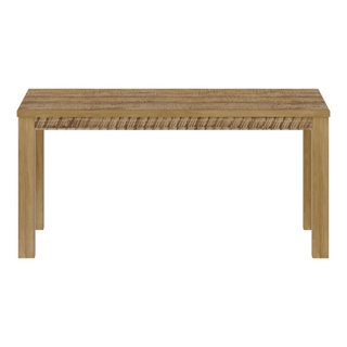 35" Walnut Light Brown Rectangular Solid Wood Dining Table - Farmhouse ...