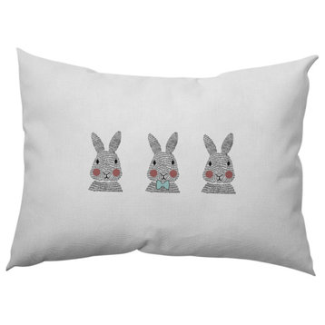 Bunny Triplets Easter Decorative Lumbar Pillow, Wave Top Blue, 14x20"