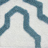 Anti-Skid Machine Washable Cotton Geometric Bath Rug, White/Arctic Blue, 34"x21"