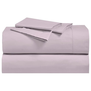 100% Cotton Solid Percale Pillowcases, Set of 2, Lilac, King