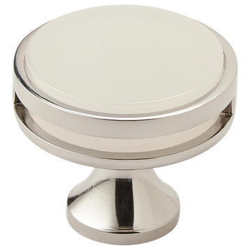 Oberon 1-3/8" 35 mm Diameter Polished Nickel/Frosted Cabinet Knob