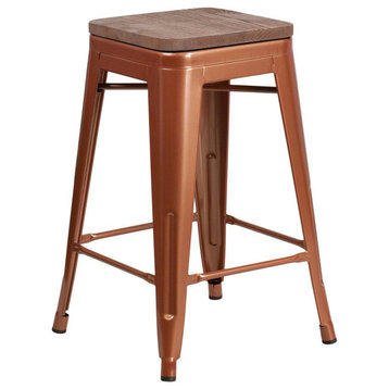 Flash Furniture 24" Backless Metal Counter Stool in Copper