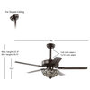 Ali 48" 3-Light Wrought Iron LED Ceiling Fan With Remote, Oil Rubbed Bronze
