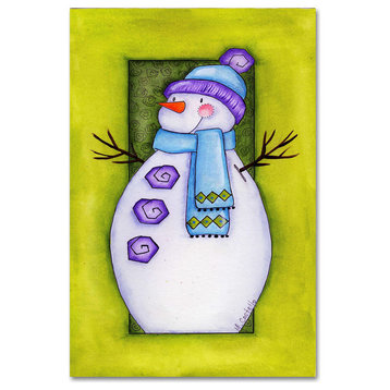 Maureen Lisa Costello 'Holiday Wishes Snowman' Canvas Art, 12" x 19"