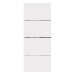 BENTLEY - WHITE PRIMED FLUSH INTERIOR DOOR WITH 1/2" HORIZONTAL 3 ALUMINUM STRIPS (1-3/4") - Windows And Doors