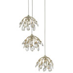 Currey and Company - Currey and Company 9000-0668 Crystal Bud, 3 Light Pendant - The Crystal Bud 3-Light Multi-Drop Pendant danglesCrystal Bud 3 Light  Painted Silver/Conte *UL Approved: YES Energy Star Qualified: n/a ADA Certified: n/a  *Number of Lights: 3-*Wattage:10w G4 bulb(s) *Bulb Included:Yes *Bulb Type:G4 *Finish Type:Painted Silver/Contemporary Silver Leaf
