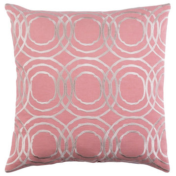 Ridgewood by A. Wyly for Surya Pillow, Pale Pink/Cream, 20' x 20'