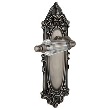 Victorian Plate Privacy Parlor Lever, Antique Pewter