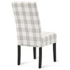 Percival Upholstered Dining Chairs, Set of 2, Gray Plaid and Espresso, 100% Polyester
