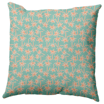 Palm Tree Pattern Decorative Throw Pillow, Spring Green, 26"x 26"