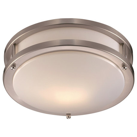 1-Light Flushmount in Brushed Nickel with White Acrylic