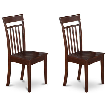 Capri Slat Back Chair For Dining Room With Wood Seat, Set of 2