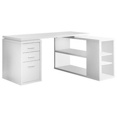 Wheaton 60 W Reversible Corner Computer Desk with Storage in Pure