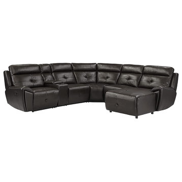 Modular Theater Seating, 2 Recliners & Push Back Chaise, Brown, Right Facing