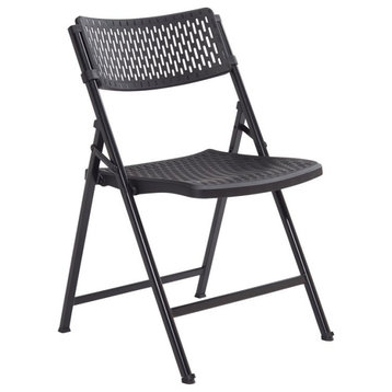 NPS AirFlex Series 32" Modern Metal Folding Chair in Black (Set of 4)