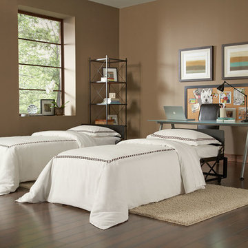 Castro Convertible Ottomans ready for those overnight guests.