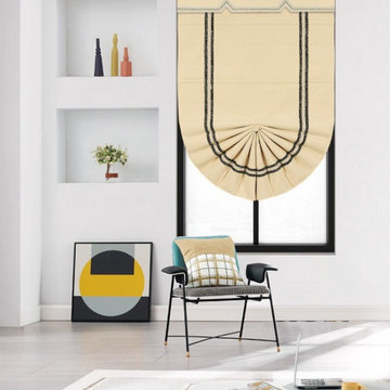 QYBHF747 High Quality Chenille Beige Custom Made Roman Blinds For Home Decoratio
