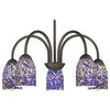 Chandelier With Blue Art Glass in Bronze Finish, 591-220 GL1009D