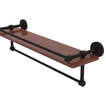 Dottingham 22" Wood Shelf with Gallery Rail and Towel Bar, Oil Rubbed Bronze