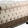 Benzara BM214533 California King Bed With Sleigh Headboard, Brown/Beige