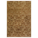 Bareens Designer Rugs - Shabby Chic Ziegler Elma Green Hand-Knotted Wool Rug - 8'0'' x 9'4'' - Enhance the ambiance of your home with this magnificent Persian-influenced Turkish hand-knotted rug made by skilled artisans capable of creating the most exceptional vegetable dyes and hand-spun wool. This exquisite handmade rug is a one-of-a-kind Peshawar Kafkaz, otherwise identified as Chobi, Chobi Peshawar, Oushak, or Ziegler rug. These handmade rugs are crafted in Pakistan utilizing superior-quality wool imported from Australia, New Zealand, and Korea in two types of weaves: the Persian weave and the Mori weave. This rug is meticulously crafted by hand using the finest natural vegetable dyes extracted from local plants. The artisans use a blend of hand-spun local and fine merino wool, resulting in a rug with a compelling texture, higher lanolin content, and longer staple. The artisans occasionally incorporate natural or artificial silk into the pile to enhance specific motifs. The finished product is an awe-inspiring execution of flawless design and an understated palette that exudes elegance.